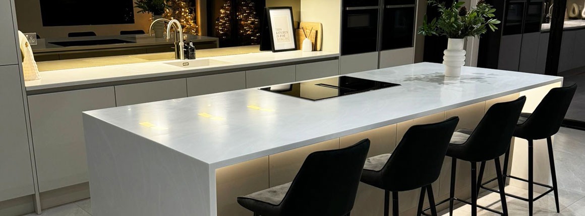 Corian worktop with integrated sink and flawless design